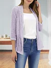 Vibrant V-Neck Crochet Cardigan - Elegant 3/4 Sleeve Mesh Slim Fit, Breathable, Casual, Comfortable, Women's Fashion Clothing for Daily Wear