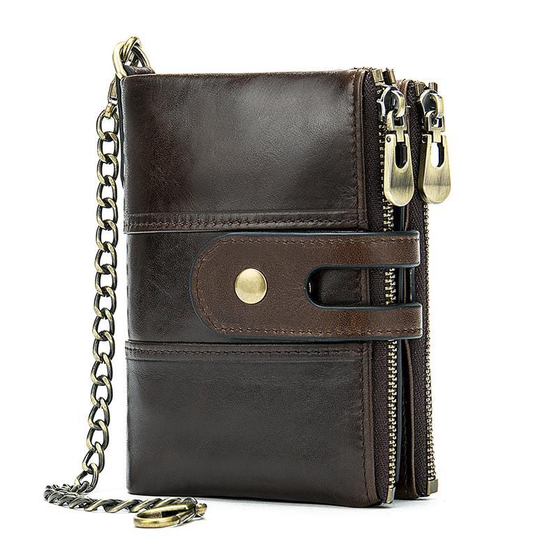 Mens Anti-Theft Multipockets Vintage Leather Wallets