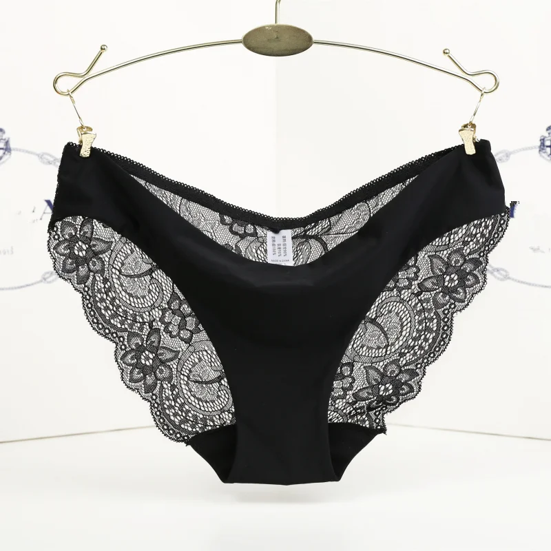 Billionm Women's Sexy Lace Panties Seamless Underwear Leopard Ice Silk for Girl Bikini Cotton Crotch Transparent Lingerie
