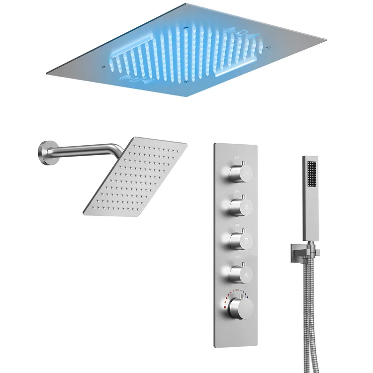 EVERSTEIN Thermostatic LED Music Shower System in Brushed Nickel SFS-1054-NK20