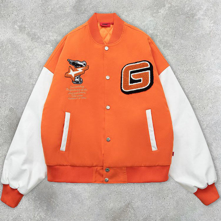 Fashion college style printed button jacket