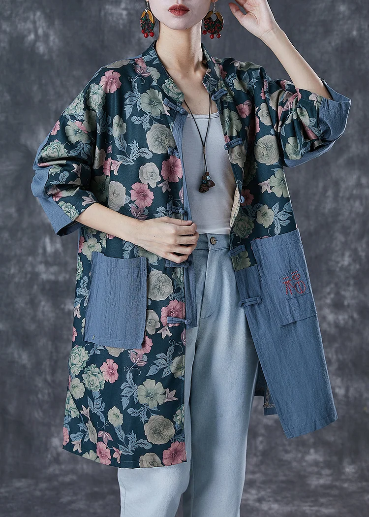 Bohemian Embroideried Patchwork Print Linen Coat Outwear Fall