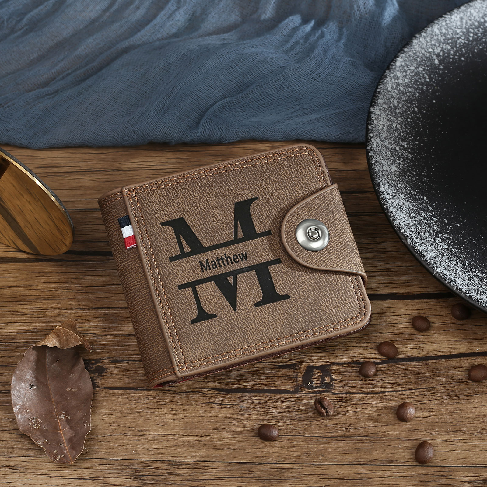 Portefeuille Classique 1 Prénom et Lettre Personnalisés avec Photo Porte-Monnaie Carte