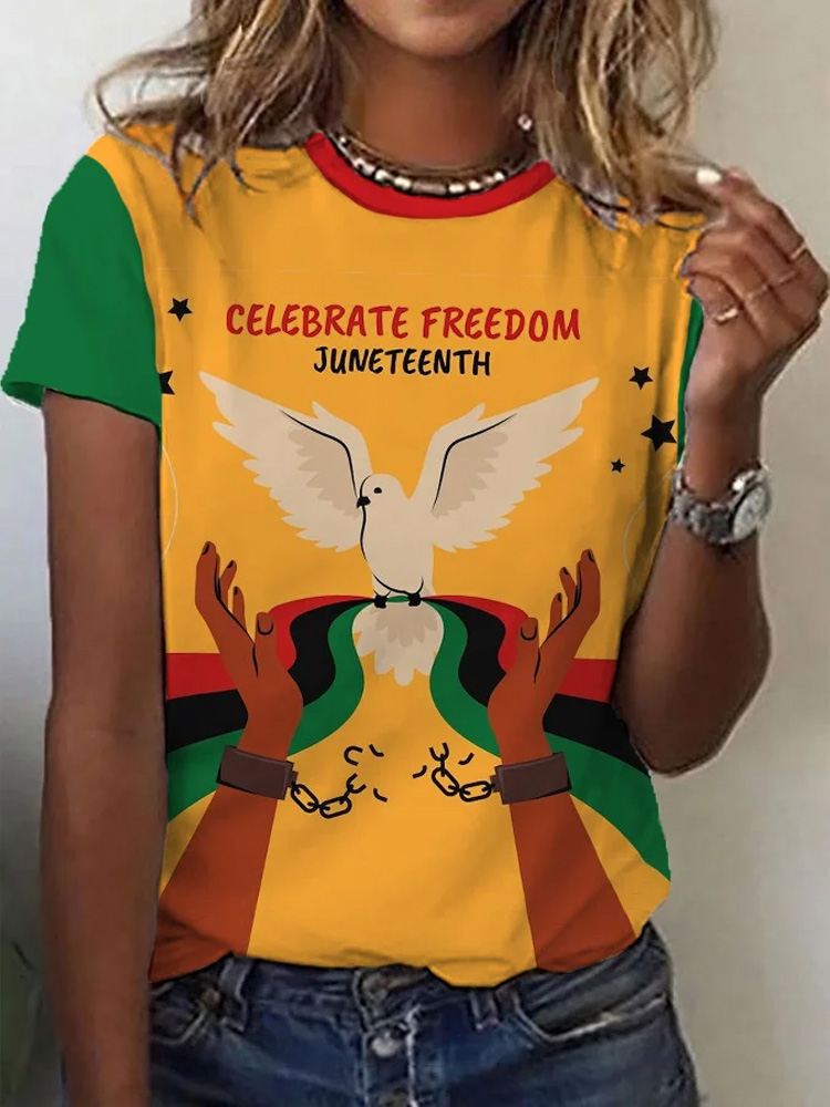 Comstylish Women's Celebrate Freedom Juneteenth Casual Tee