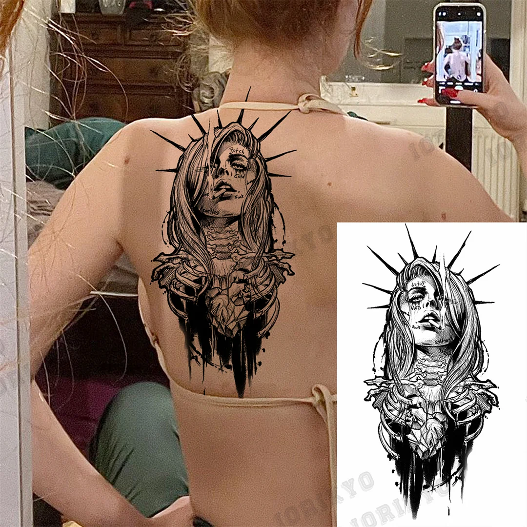 Sdrawing Tiger Skull Wolf Temporary Tattoos For Men Adult Crown Compass Pirate Warrior Fake Tattoo Body Art Decoration Tatoos Paper