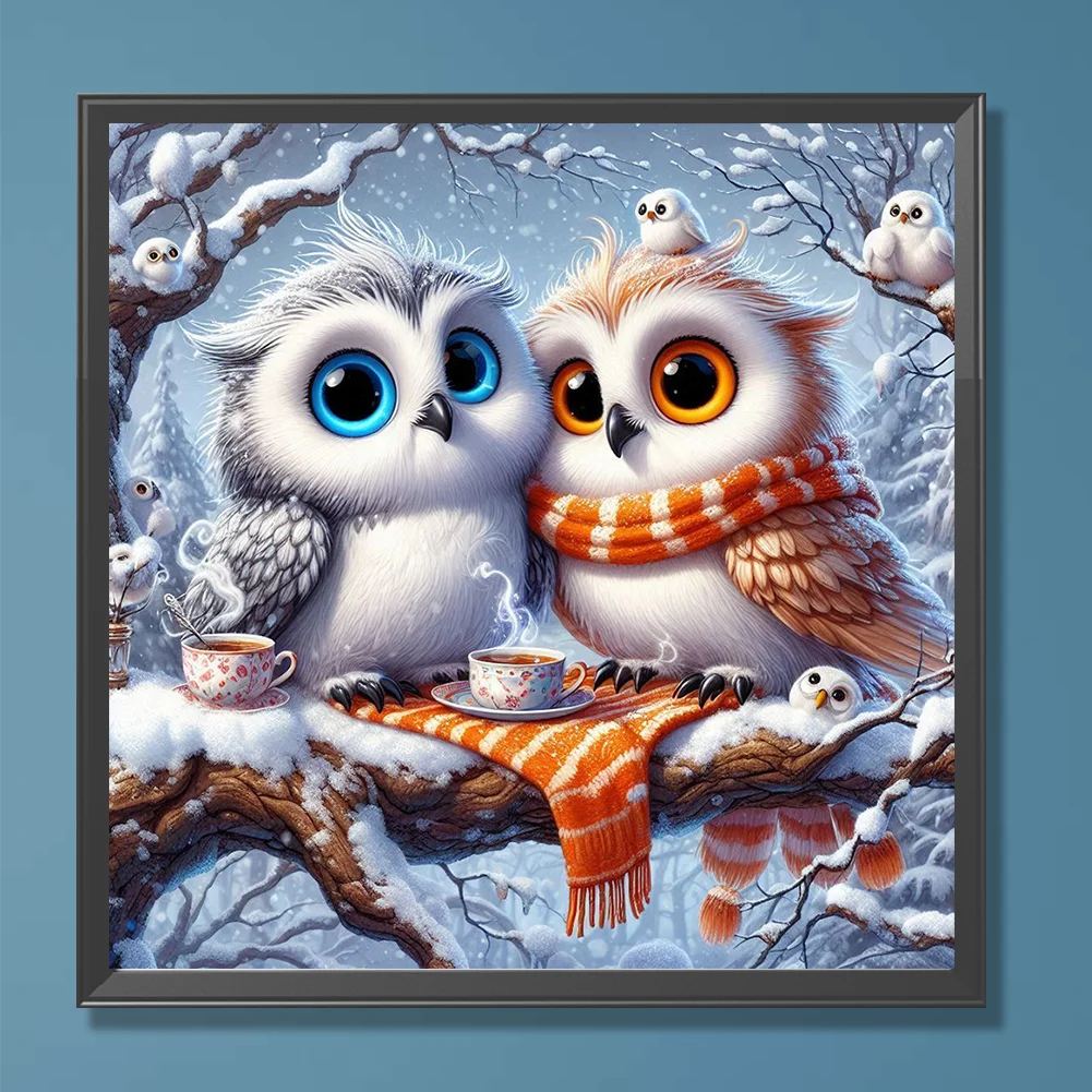 Diamond Painting - Full Round Drill - Winter Owl(Canvas|30*30cm)