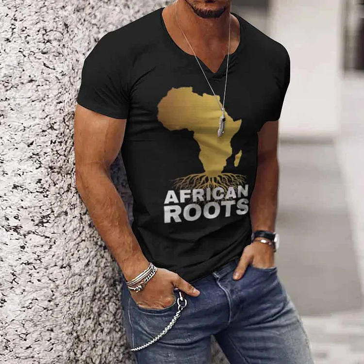 BrosWear Men'S Black Pride Africa Roots Casual T-Shirt
