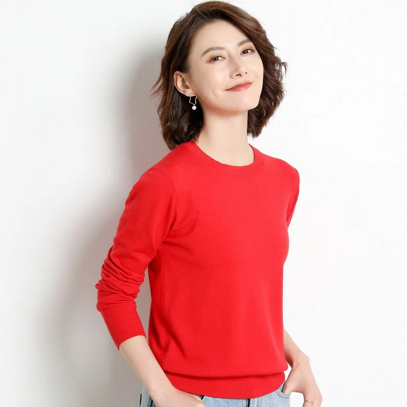 Women Sweater 2020 New O-neck Female Long-sleeved Knitted Pullover Jumper Pull Femme Clothes White Loose Thin Korean Plus Size