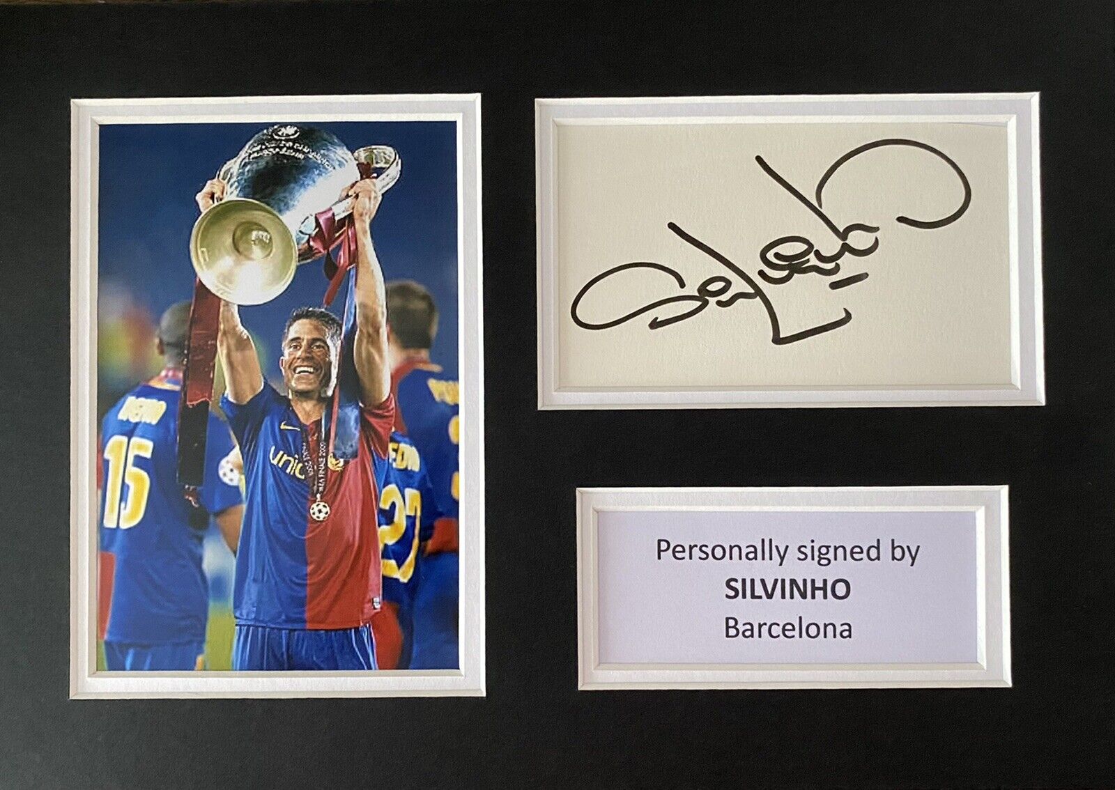 Silvinho Hand Signed White Card In A4 Barcelona Mount Display