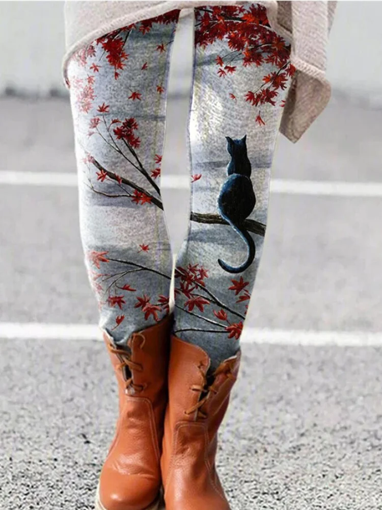 Kitty Art Painting Print Cozy Leggings