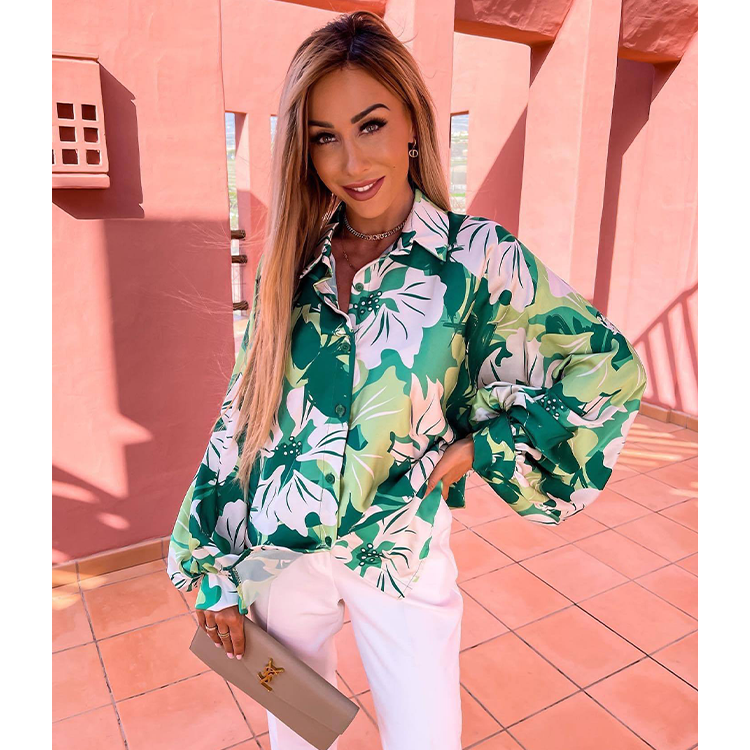 Puff Sleeve Jungle Printed Shirt