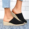 Mule Espadrille Wedges Suede Closed Toe Women Sandals