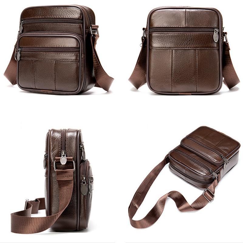 Men's Vintage Style Casual Leather Solid Color Crossbody Packs Shoulder Bag