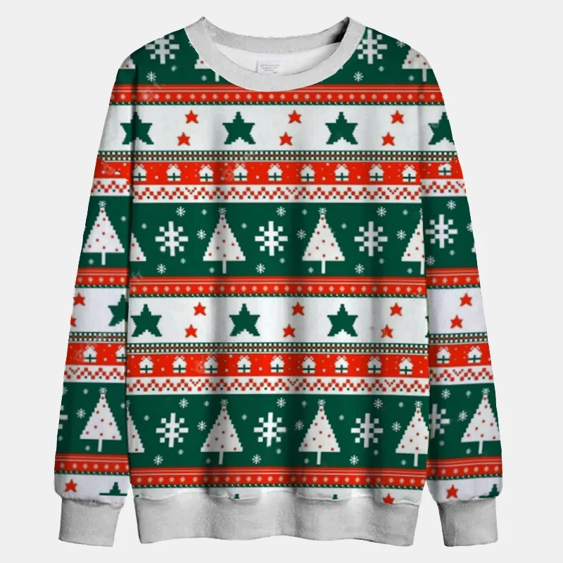 Unisex Christmas Graphic Crew Neck Sweatshirt、、URBENIE