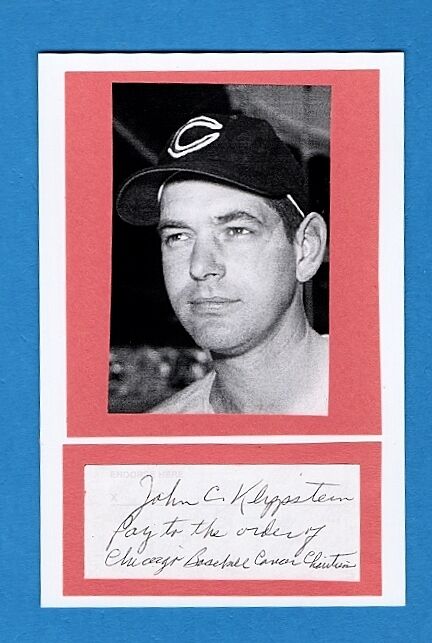 JOHNNY KLIPPSTEIN-CHICAGO CUBS VINTAGE AUTOGRAPHED CUT W/Photo Poster painting-EX-MINT-(d.2003)