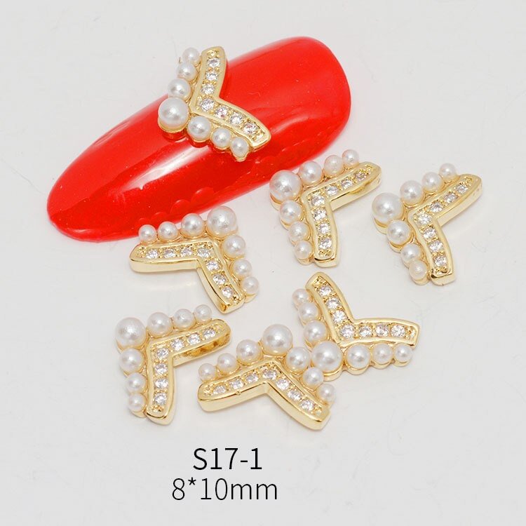 Nail Decoration Elegant Designs Alloy With Exquisite Zircon Rhinestones 5 pcs/Set Nail Tips For Beauty Salons