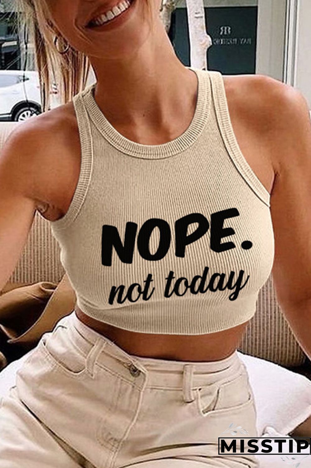 Black Casual Letter Print Basic O Neck Tops