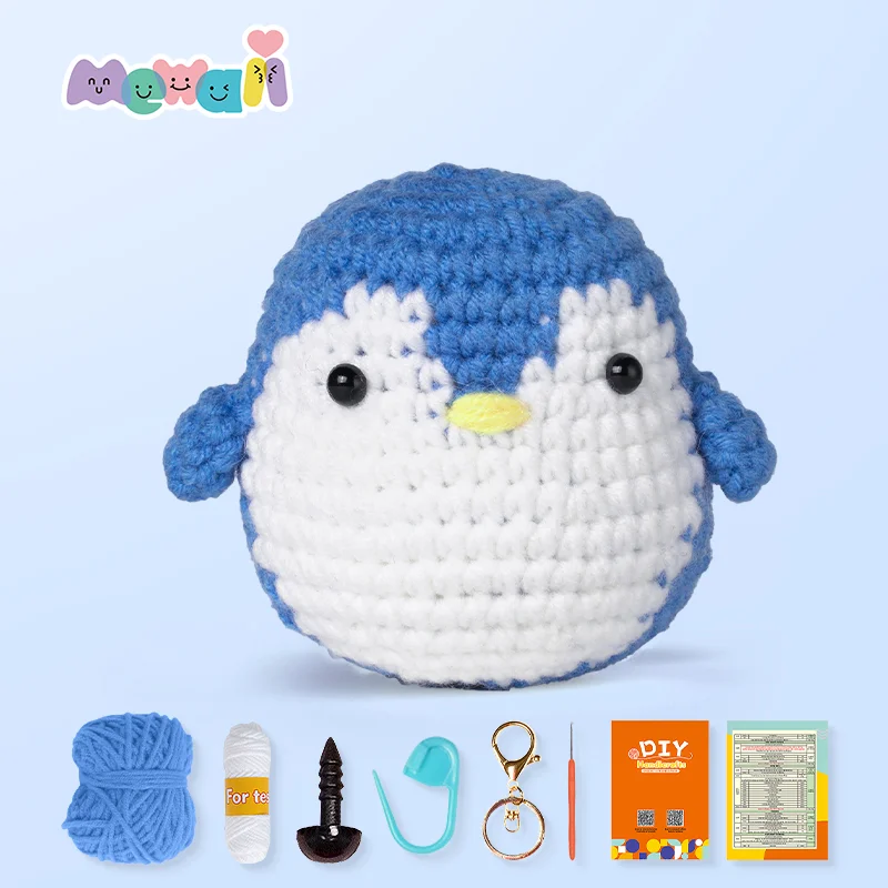 Mewaii Crochet Kits For Beginners Crochet Animals Complete DIY Knitting Kit with Pre-Started Tape Yarn Step-by-Step Video Tutorials