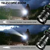 20W LED+COB High Power Flashlight Waterproof Zoomable Outdoor Bright Flashlight