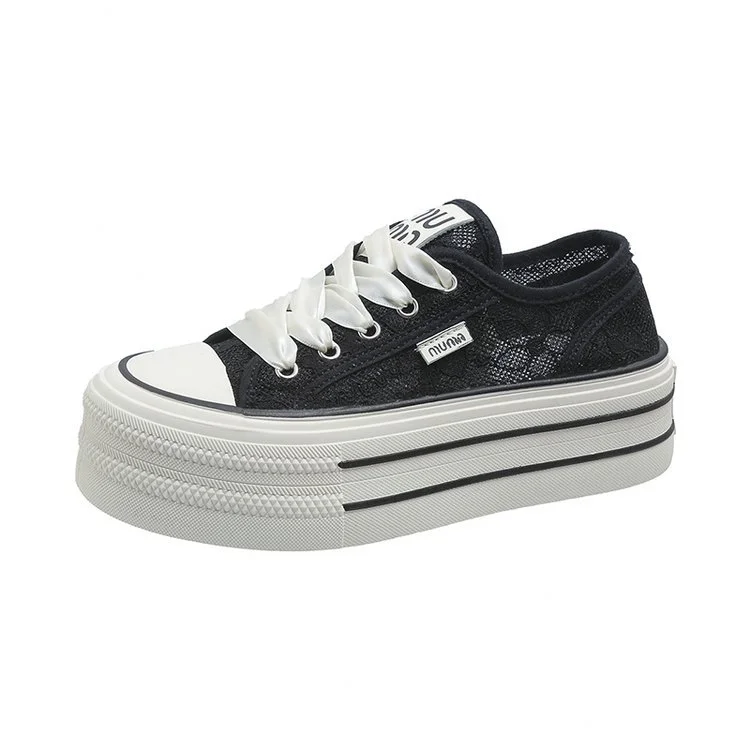 Churchf Churchf Small White Shoes Female 2024 Spring / Summer New Small Fragrant Wind Student Platform Casual Shoes Breathable Heighten Canvas Net Shoes