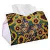 Sunflower Butterfly DIY PULeather Diamond Painting Tissue Box for Adults Beginners Gem Art Painting Napkin Holder for Living Room Bedroom Bathroom Table Decor