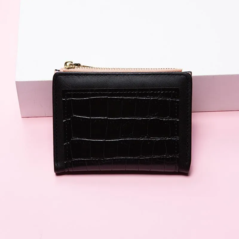 Fashion Women's Small Wallet Short Zipper Folding Stone Pattern Women's Wallet