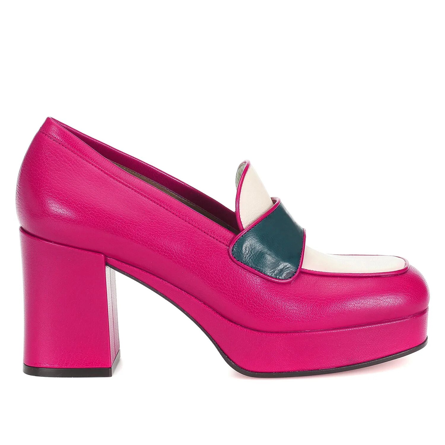 TAAFO Pink Platform High Chunky Heels Women's Pumps Square Toe Loafers Ladies Office Shoes 