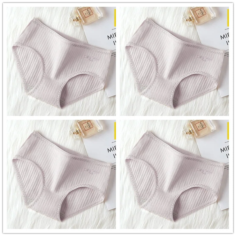4Pcs Underwear Women Cotton Panties Sexy Brief Lace Underpants Cute Briefs Girls Ladies Lingerie Erotic Knickers Female 2021