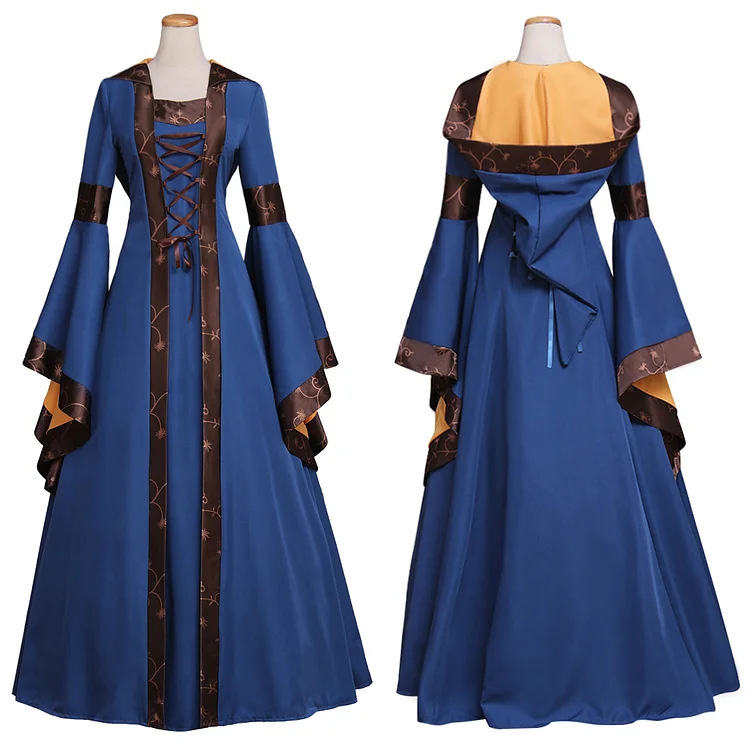 ✨In Stock✨Medieval Renaissance Gothic Retro Women's Fall Cosplay Princess Hoodie Bell Sleeve Dress Witch Robe Vampire Costume