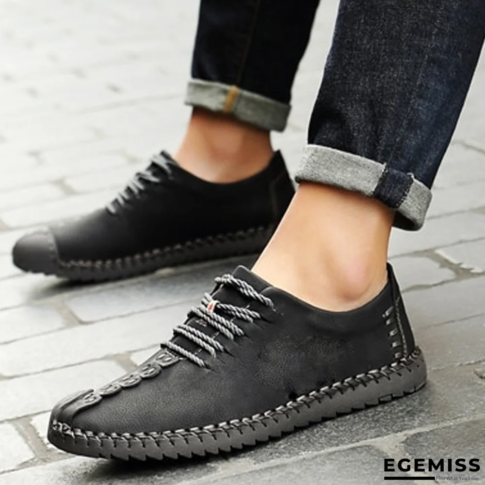 Men's Comfortable Casual Loafers Shoes Split Leather Flats Moccasins Shoes | EGEMISS