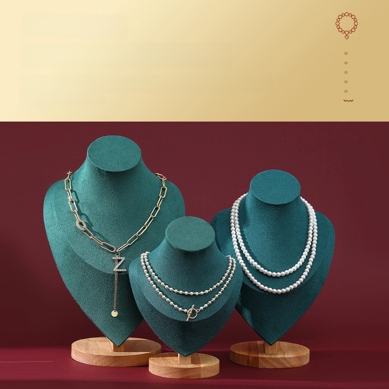 High-grade Jewelry Bracelet Jewelry Jewelry Props Flannel Wood Stitching One Pendant Necklace Display Rack