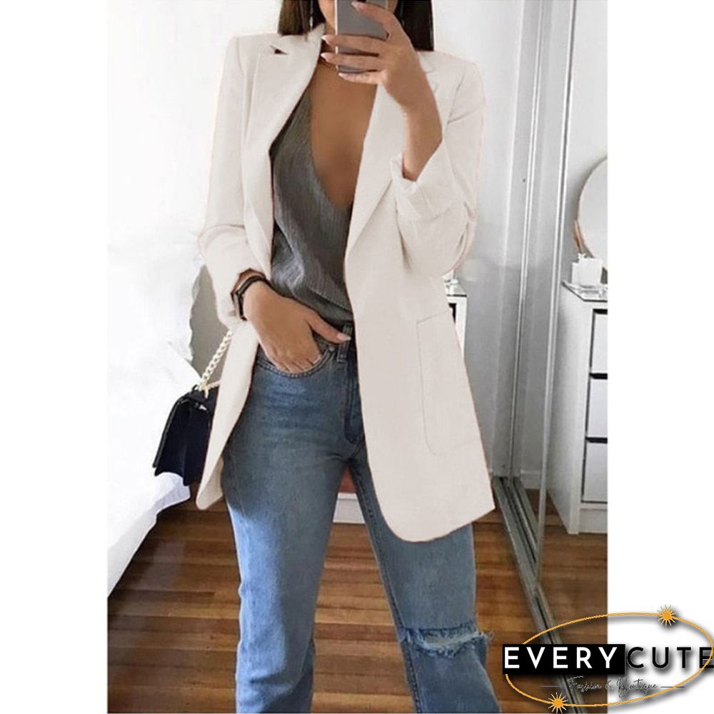 Womens Blazer Jackets Autumn Casual Plus Size Fashion Basic Notched Slim Solid Coats