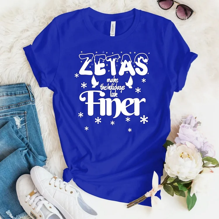 ZETAS make the holidays look FINER- Cute Holiday Christmas Zeta Phi Beta Unisex Shirt