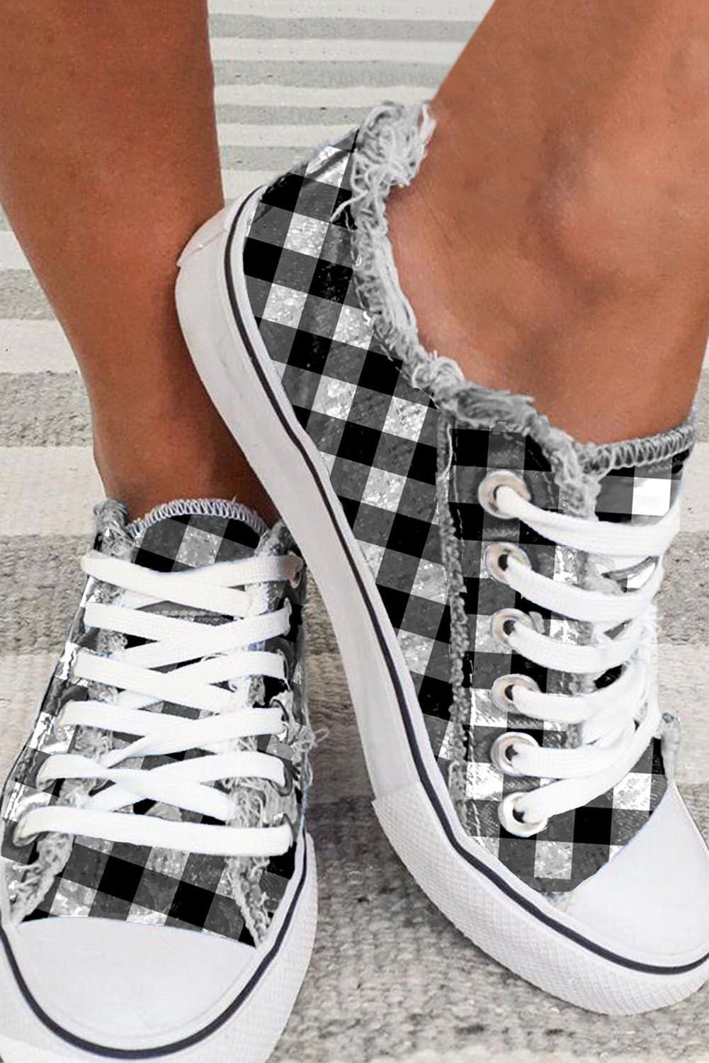Plaid Racing Checkered Flag Sneakers Shoes