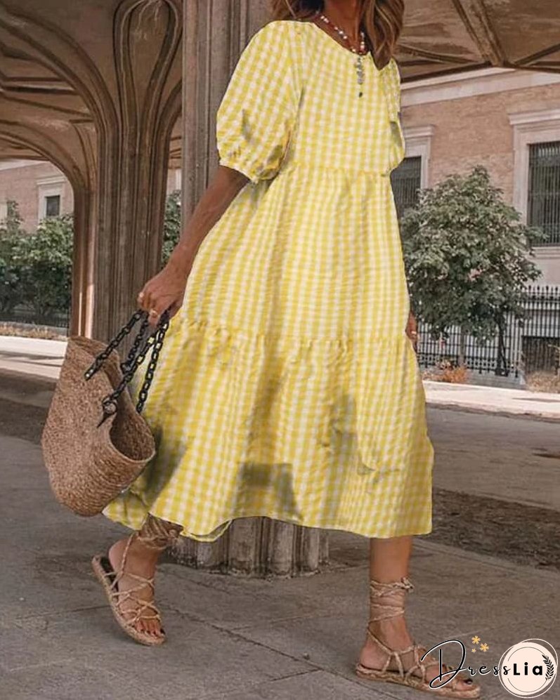 BARINA - CHECKERED PRINT DRESS