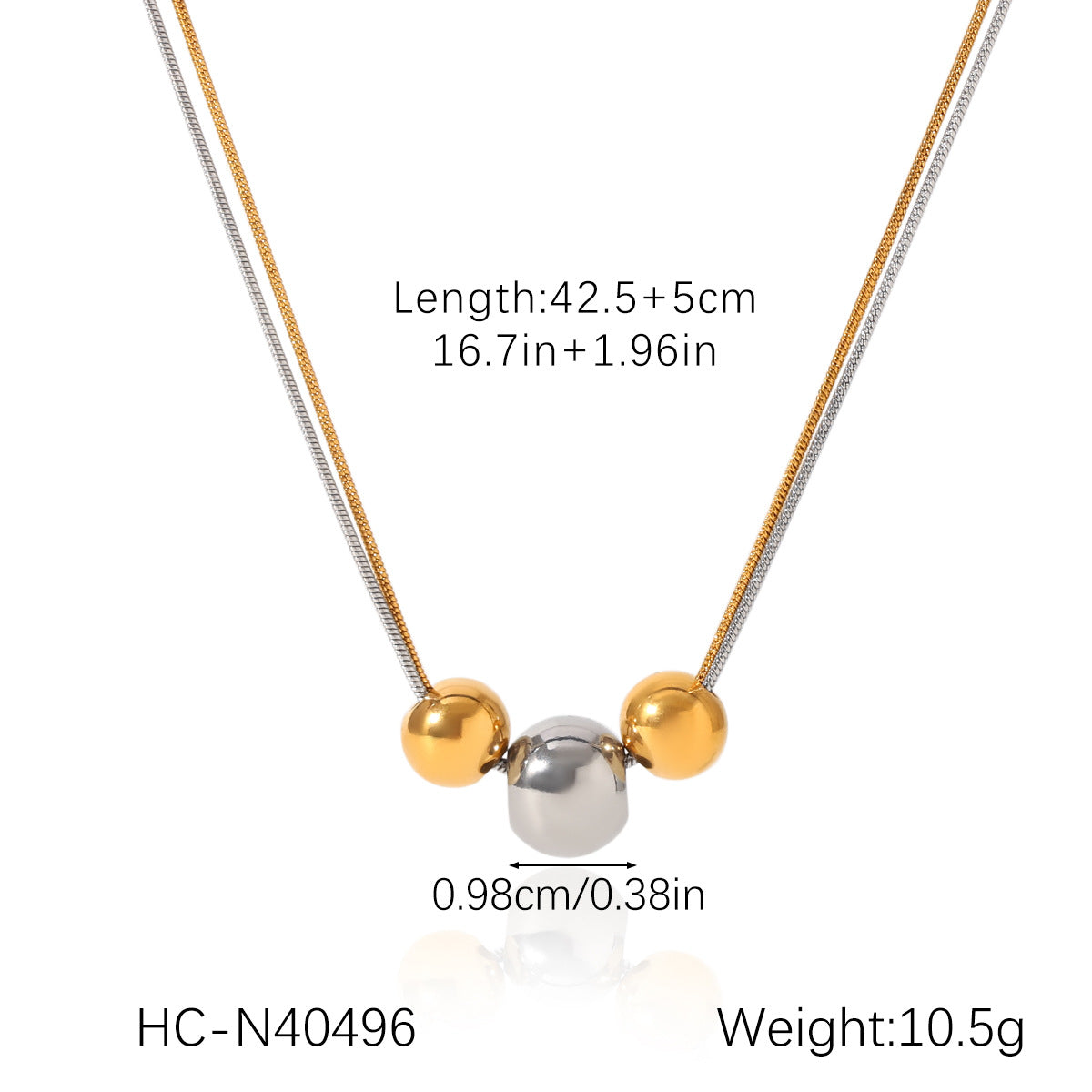 Color Matching Round Bead Necklace Tassel Y Chain 18K Gold Stainless Steel Clavicle Chain Titanium Steel Necklace