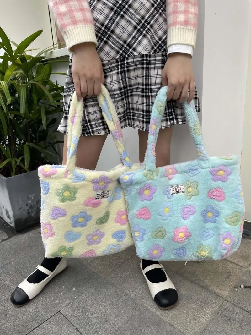 TAVIMART  -  Sweet Cute Pink Underarm Bag Women Plush Large Capacity Shoulder Bag Ladies Harajuku Soft Gentle Handbag Chic Autumn Winter New