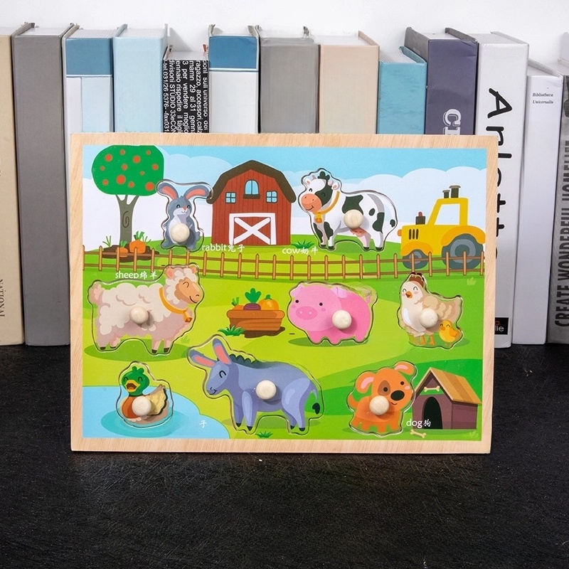 Children ‘s Education Wooden Toys Numbers Alphabet Fruit Intelligence Building Blocks 1 Set