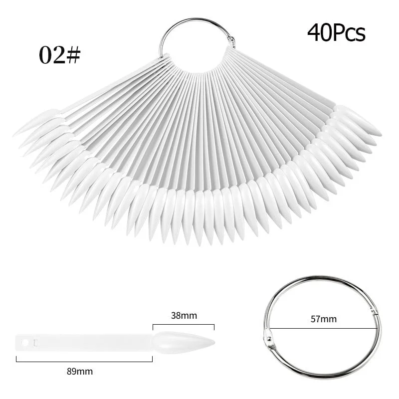 Color Card False Nail Tips Fan Transparent White Fake Nail Tips  Nail Art Practice Display Design Tools-Nail Inspo