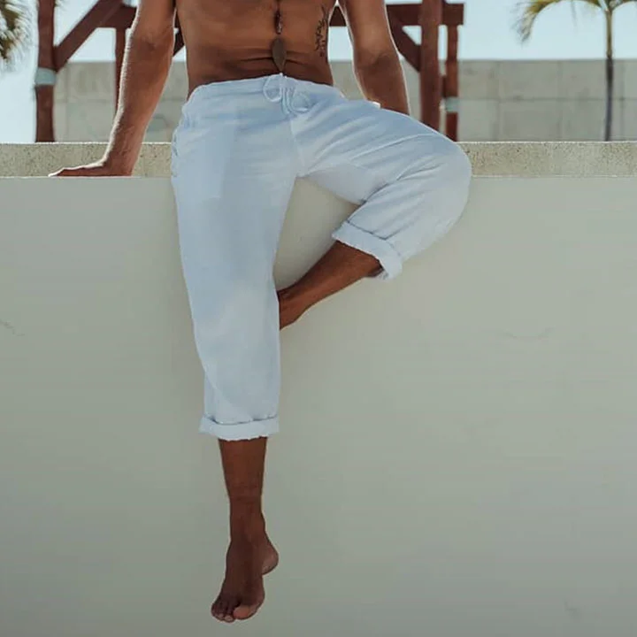 Men's Linen Minimalist Holiday Casual Trousers e022