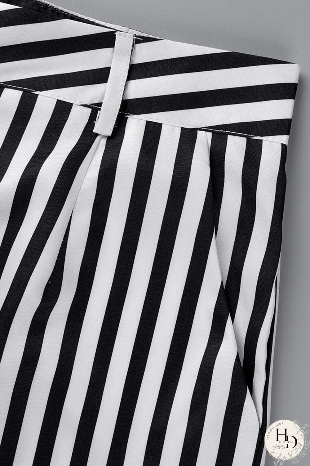 Red Casual Striped Print Patchwork Straight High Waist Wide Leg Full Print Bottoms