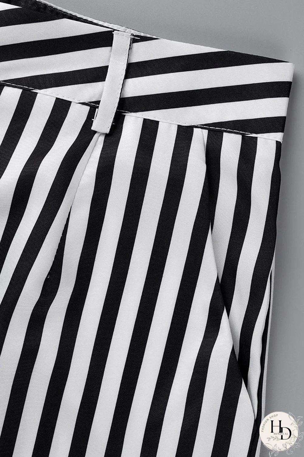 Red Casual Striped Print Patchwork Straight High Waist Wide Leg Full Print Bottoms