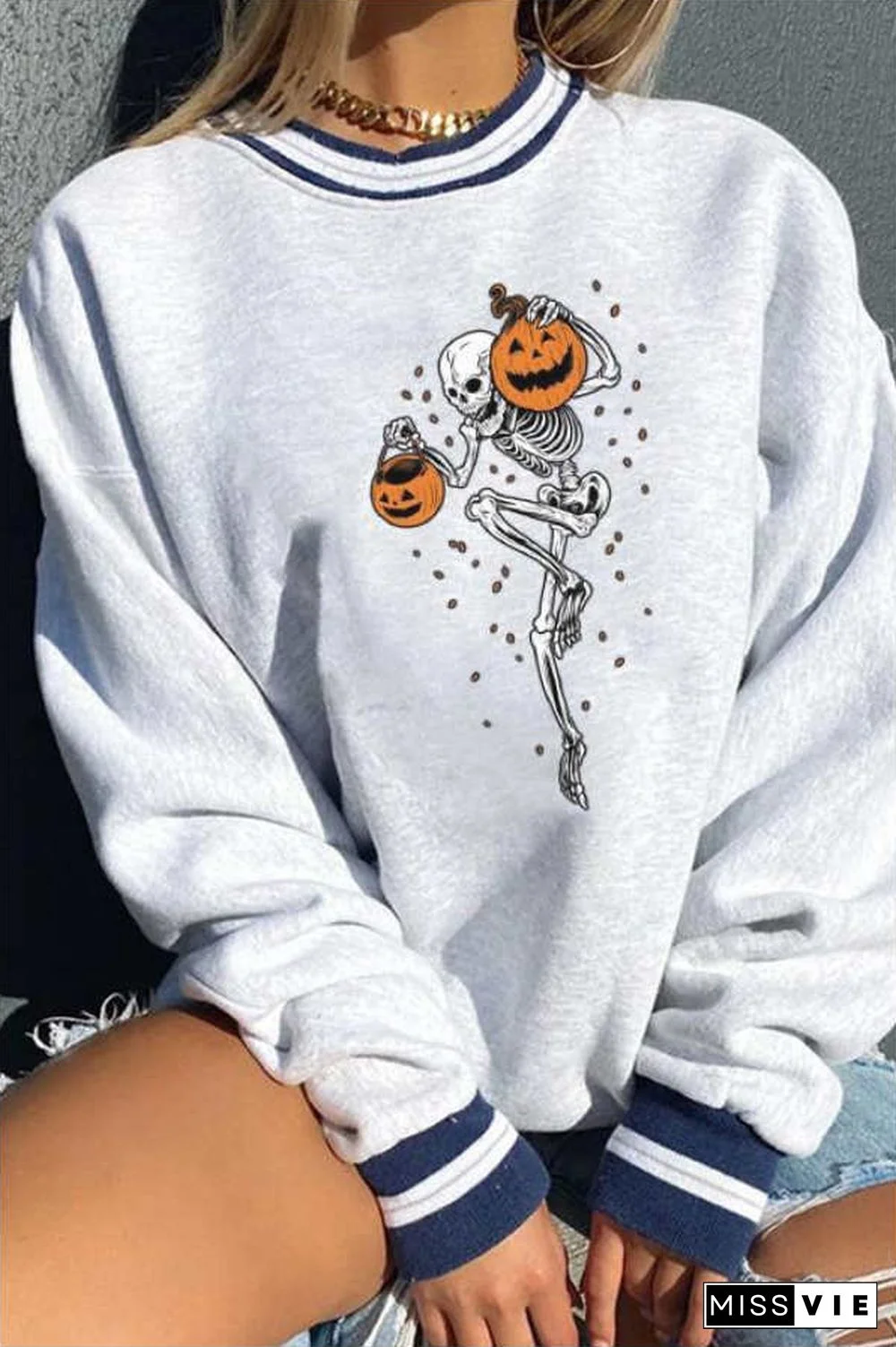 Casual Halloween Printed Pullover