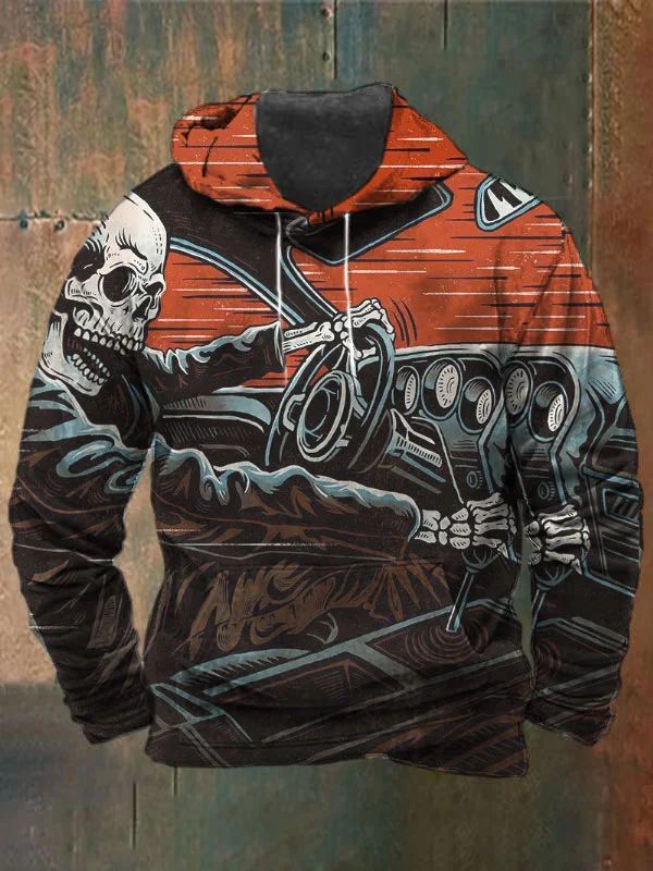 Unisex Skull Print Heavyweight Hoodies
