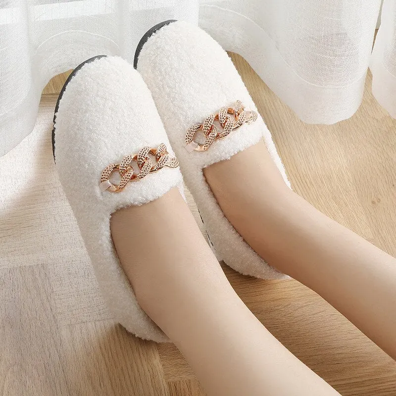2021 Winter Warm Slippers Shoes cotton Slipper Lovely Home Floor Soft Stripe Slippers Female Shoes Small size