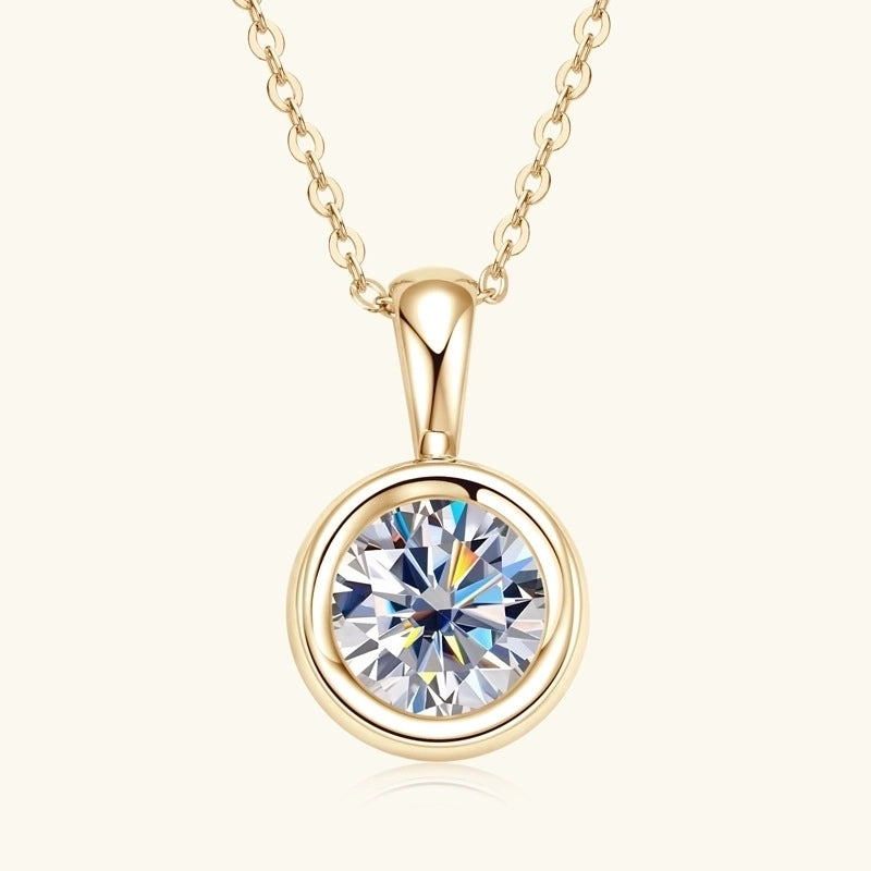 925 Sterling Silver Moissanite Inlay Solid Color Pendant Necklace