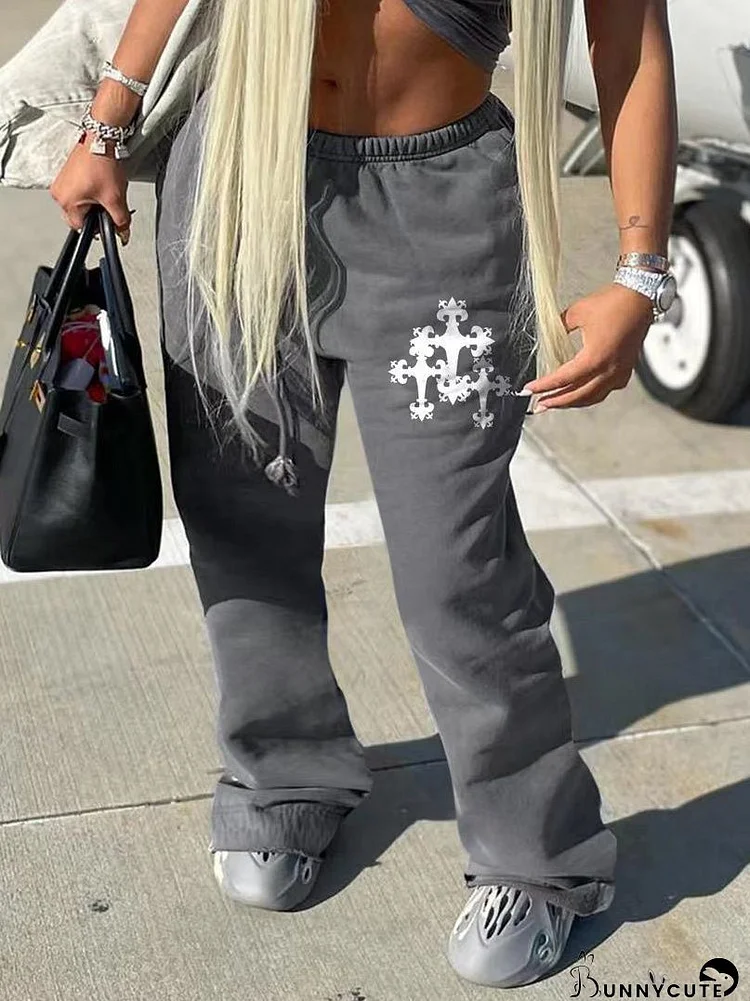 Pants Printed Elastic Waist Casual Pants for Women