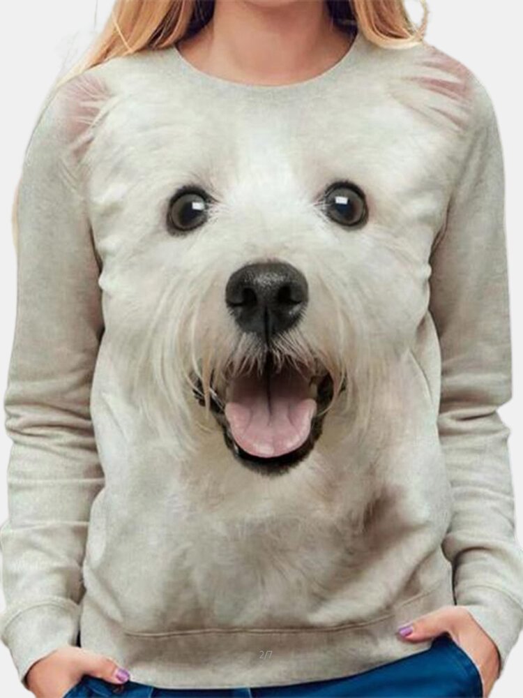 Animal Print Long Sleeve O neck Casual T Shirt For Women P1770186
