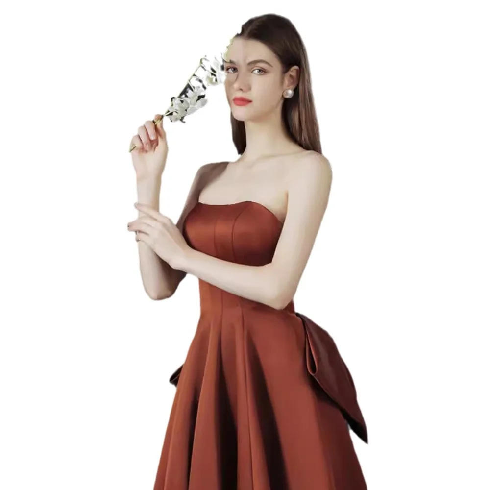 Uveng Uveng Shoulder Evening Dress 2025 New Atmospheric Long Dress Annual Conference Host Graduation Party Dress