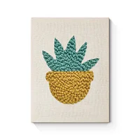 Yellow Pot with Green Plant - Punch Needle